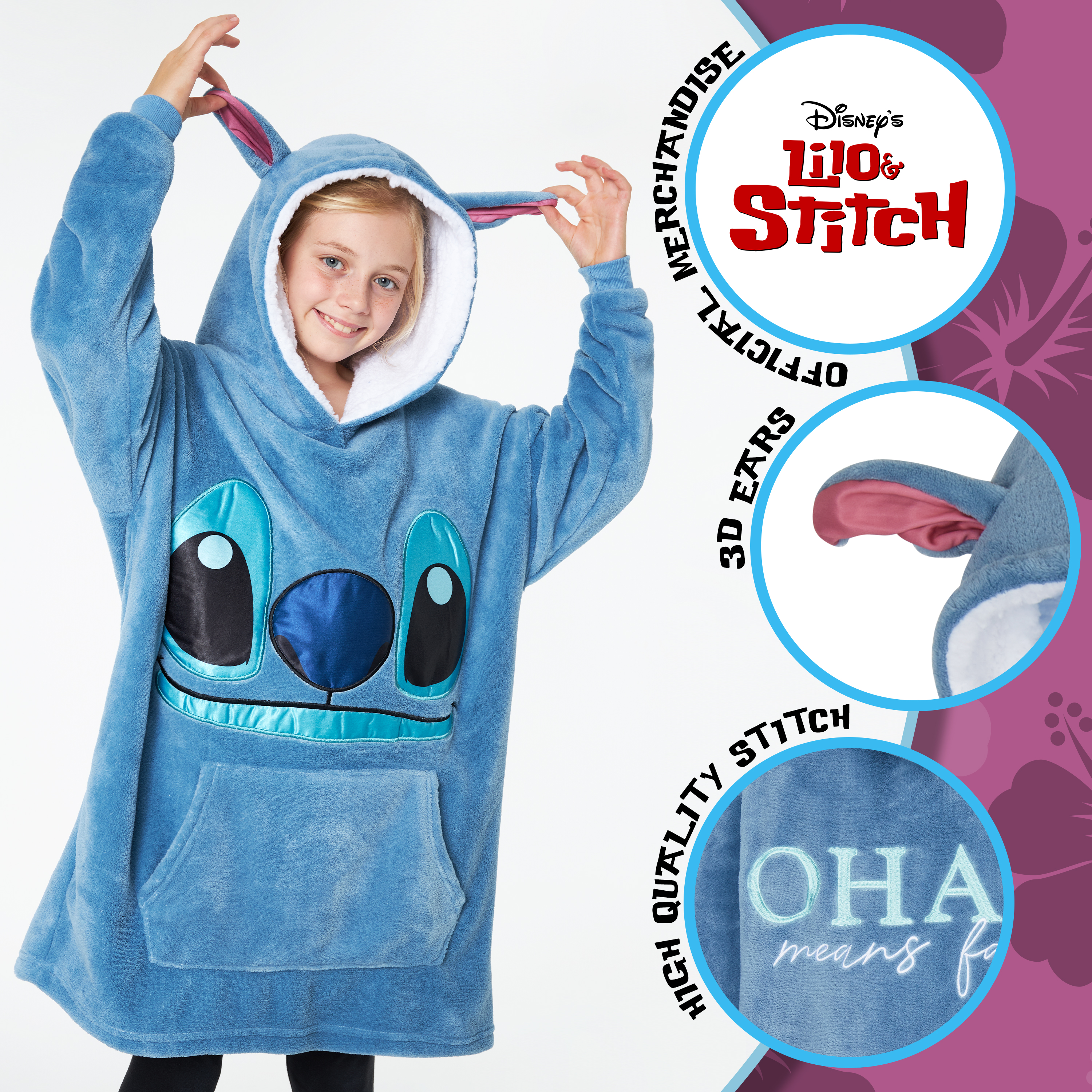 Stitch Disney Hoodie for Kids, Fleece Oversized Hoodie